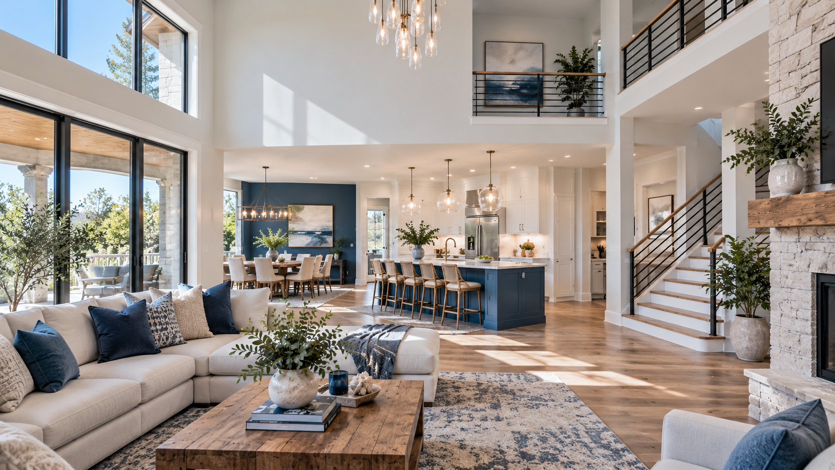 Fully restored modern home interior 